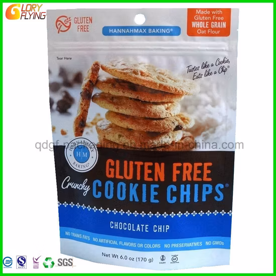 Papel laminado/biodegradável/embalagem plástica de qualidade alimentar Ziplock/Zíper/Saquinho de chá para pacote de folha de alumínio Bolsa de alimentos Doypack com biscoitos/chips de embalagem de janela.