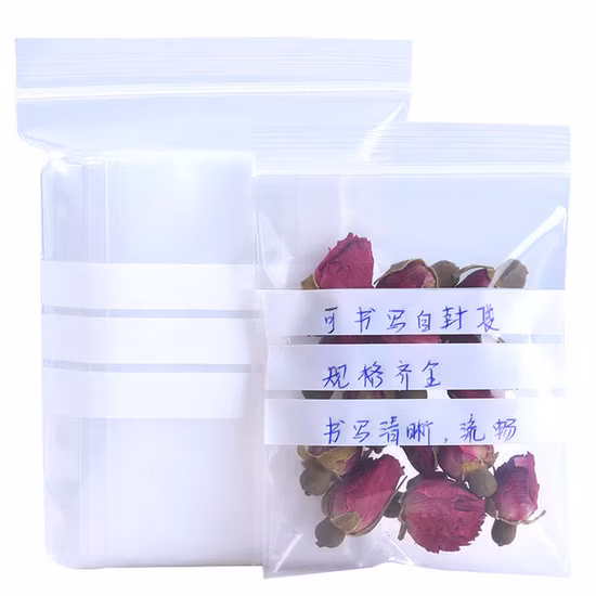 Painel branco gravável em LDPE Saco de vedação de aperto reclosável Saco Zip Lock/Saco com zíper /Saco Ziplock /Ziplockbag