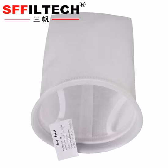 Grau alimentício 25 50 100 mícrons Hot Melt Tamanho personalizado Nylon Poliéster PP Malha Saco de filtro líquido circular para a indústria médica